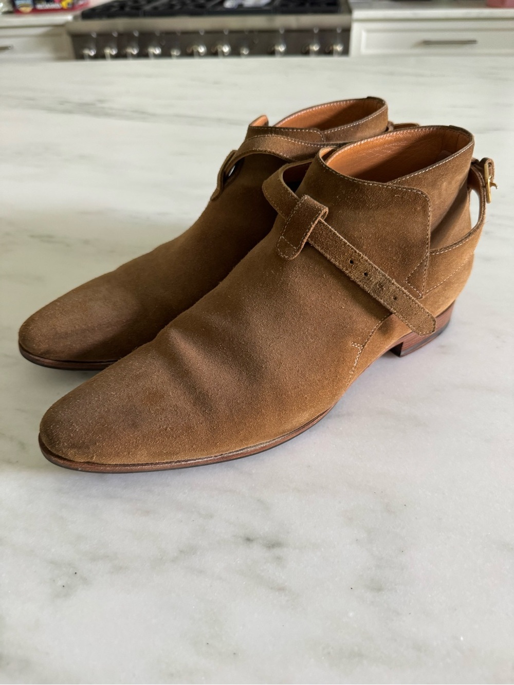 Saint Laurent YSL Men's Size 44 / 11 Wyatt Jodphur Taupe Suede Boots
